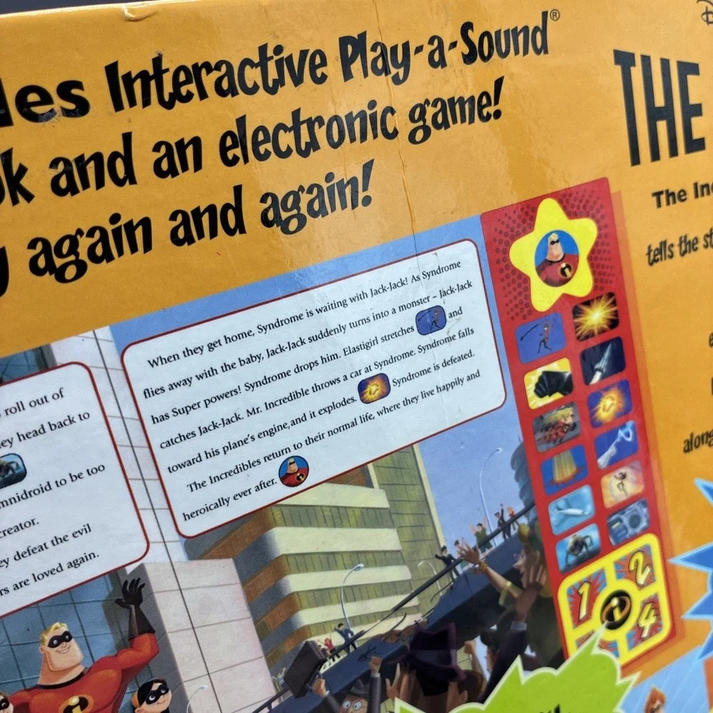 The Incredibles Interactive Play-A-Sound Hardcover Book Disney Pixar 2004